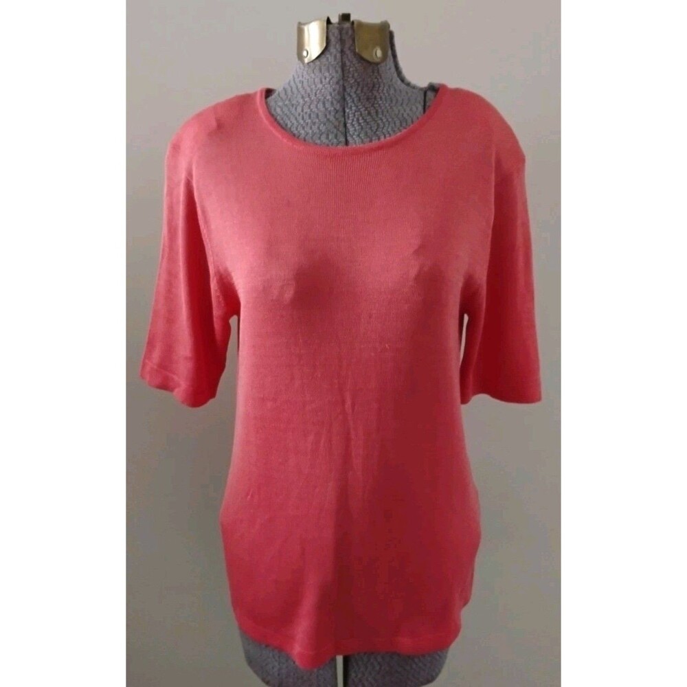 Vtg Austin Reed Knit Silk Top Sweater Women's Coral Sz S Short Sleeve Top EUC